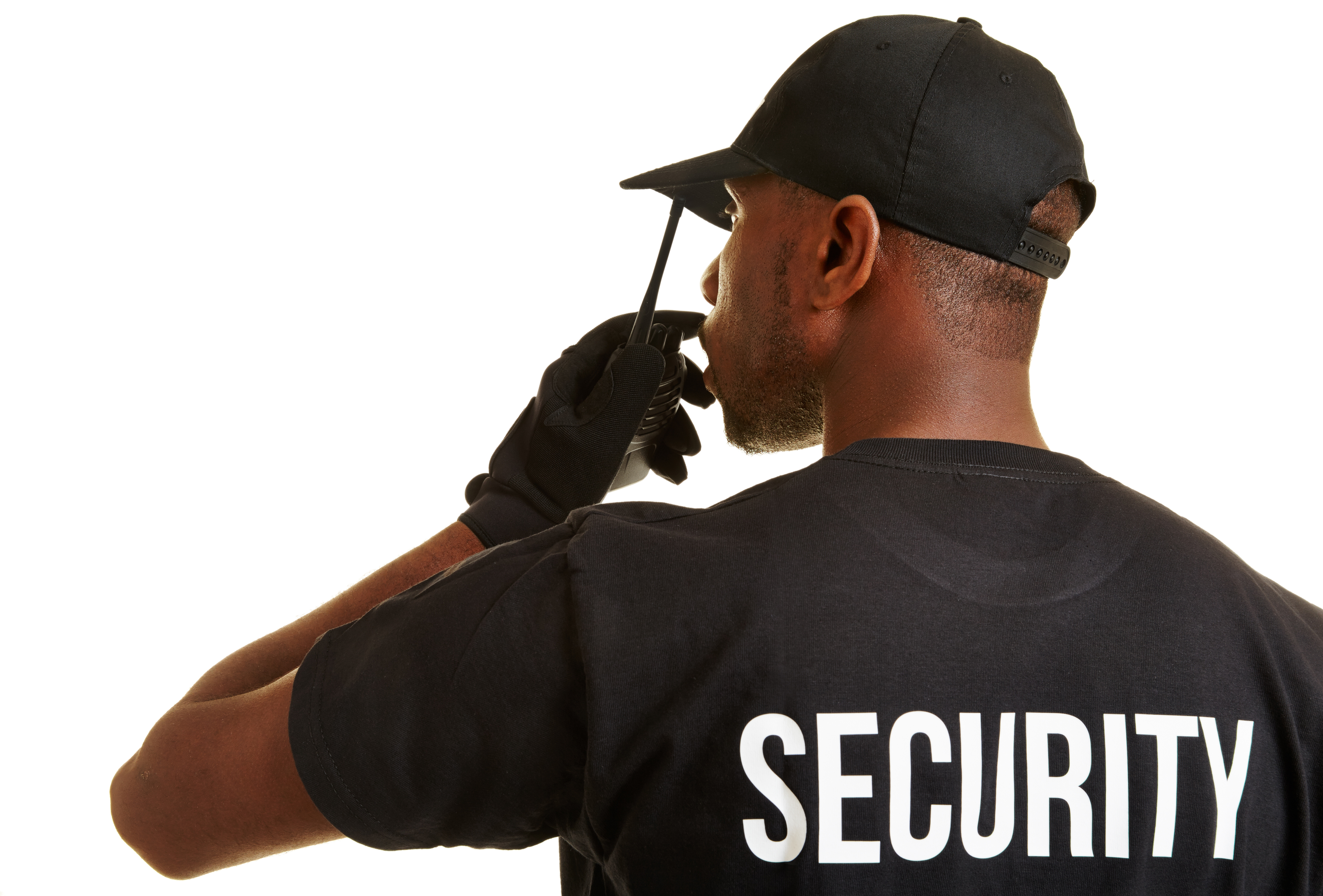 Security Mann vom Personenschutz Security Mann vom Personenschutz spricht in sein Funkgerät